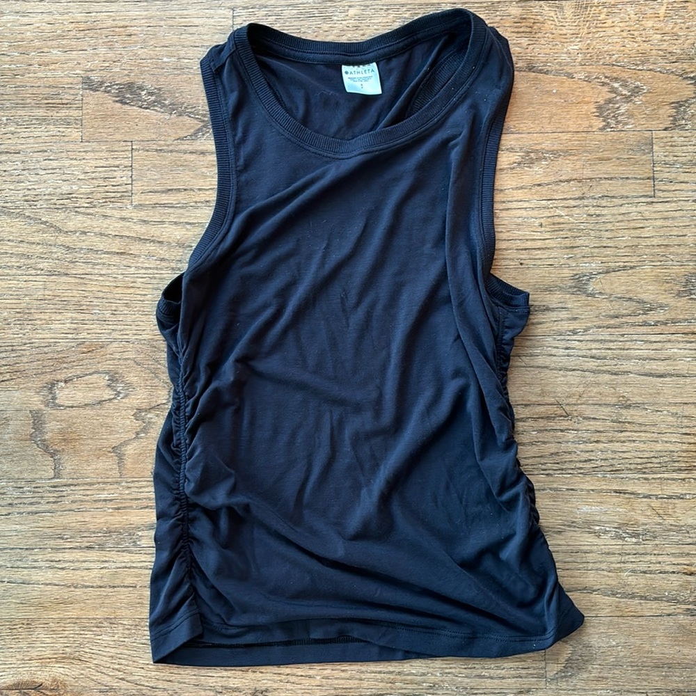 Grey black ATHLETA tank with rouged sides size small
